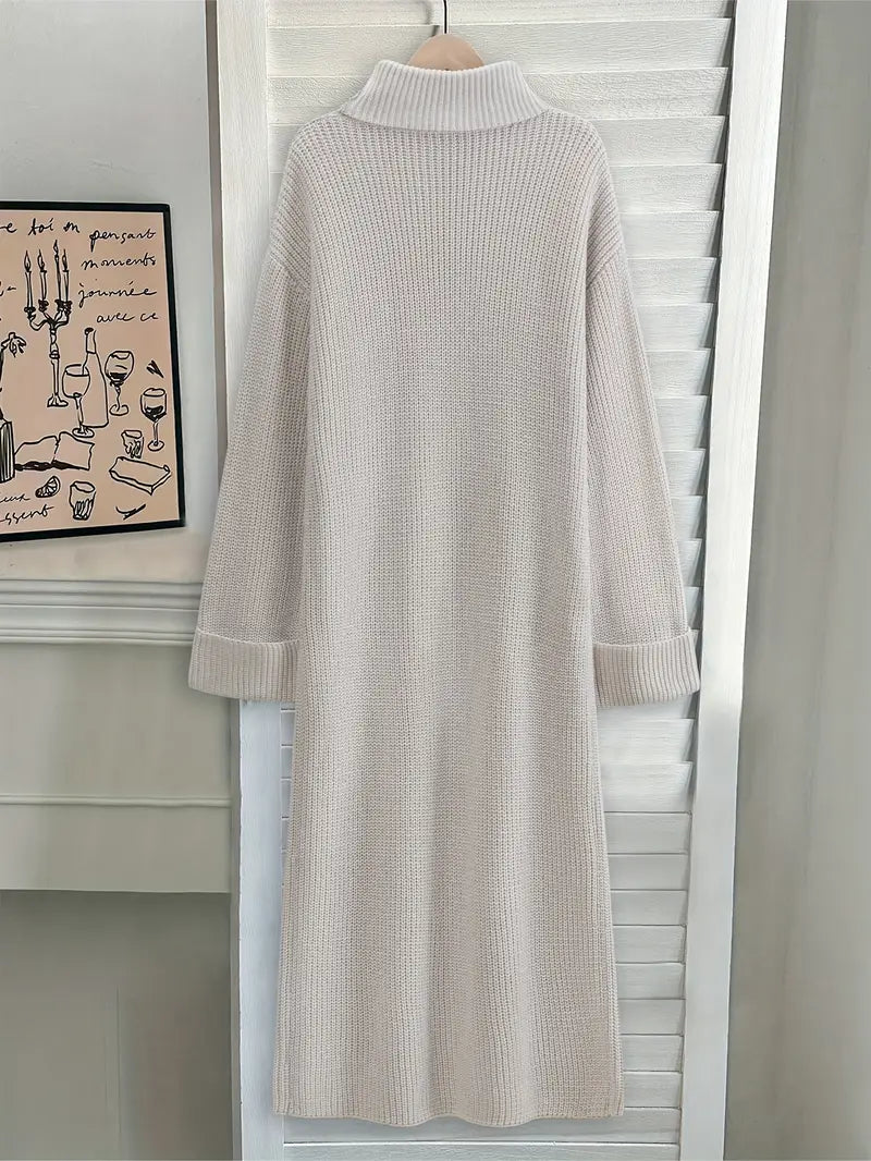 Robe Longue en Maille à Col Roulé – Élégance Hivernale Modeste✨️
