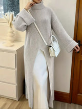 Robe Longue en Maille à Col Roulé – Élégance Hivernale Modeste✨️