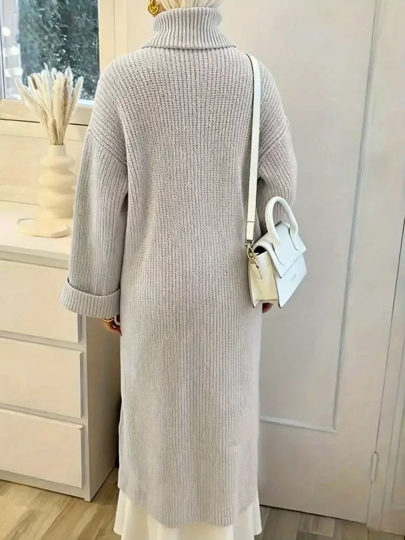 Robe Longue en Maille à Col Roulé – Élégance Hivernale Modeste✨️