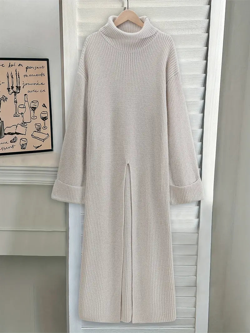 Robe Longue en Maille à Col Roulé – Élégance Hivernale Modeste✨️